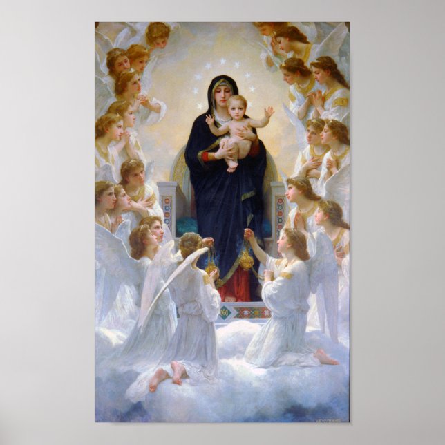 Affiche The Virgin with Angels, Bouguereau (Devant)