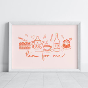 Affiche Thé Whimsical Doodle pour moi, Cuisine Tea Party