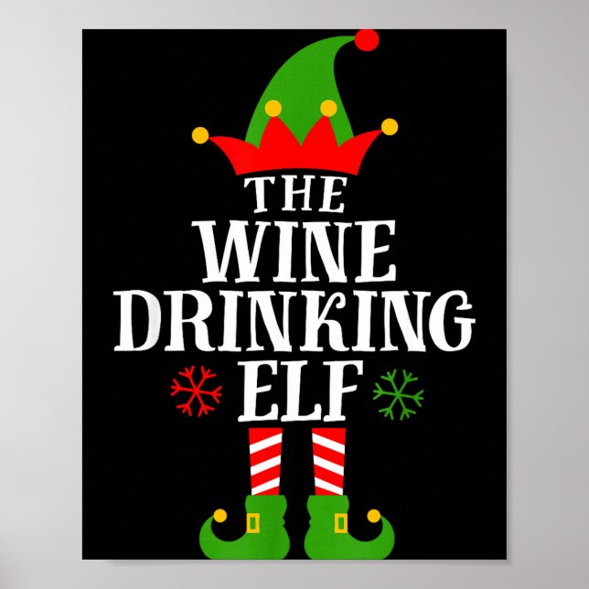 Affiche The Wine Drinking Elf Funny Matching Family Christ (Devant)