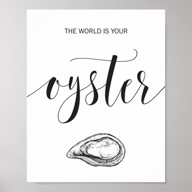 Affiche The World is Your Oyster Calligraphy Inspirational (Devant)