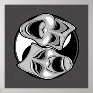 Affiche Théâtre comique et tragique Masques Yin Yang Desig