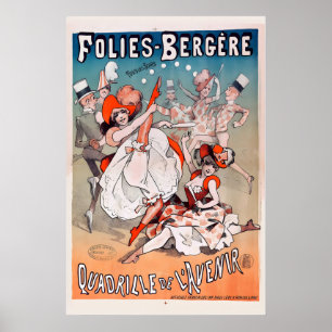 Affiche Théâtre de Cabaret Folies Bergère Paris France Bal