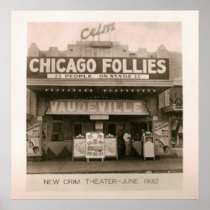 Affiche Théâtre de Crim, vaudeville, Kilgore, TX 1931/32