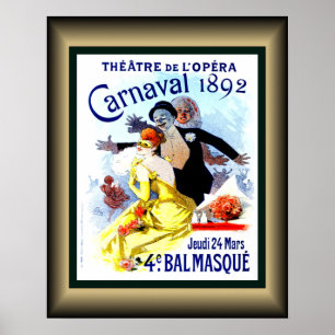 Affiche Théâtre de L’Opéra ~ Carnaval 1892 ~ Balmasque ~