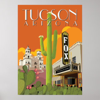Affiche Théâtre Fox de 28 po x 20 po - Tucson, Arizona