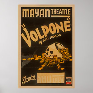 Affiche Théâtre Maya Volpone Par Ben Jonson WPA Vintage