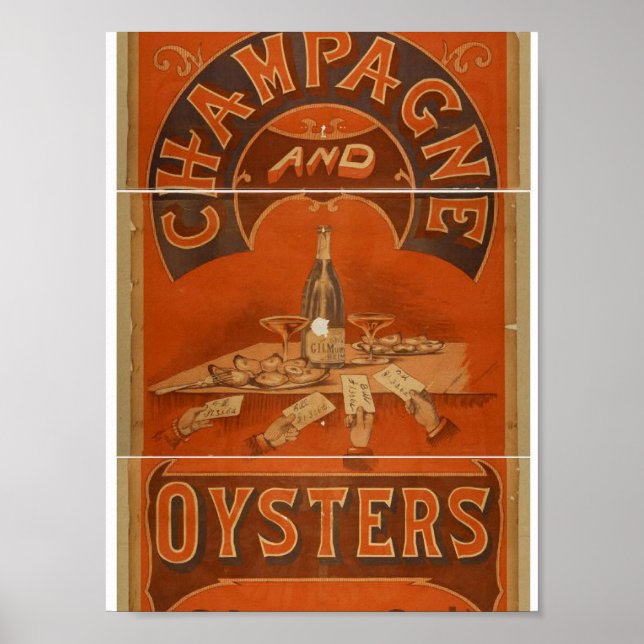 Affiche Théâtre Vintage Champagne et Oysters (Devant)