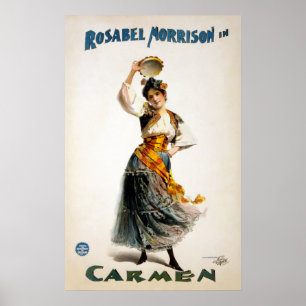Affiche Théâtre vintage Rosabel Morrison "Carmen"