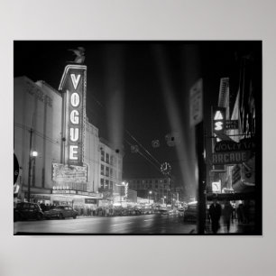 Affiche Théâtre Vogue de nuit avec projecteurs, Vancouver