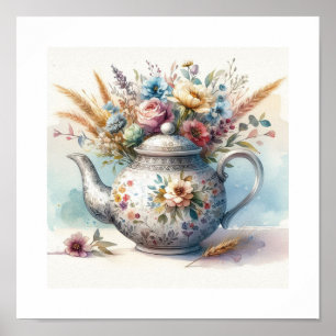 Affiche Théière florale 2