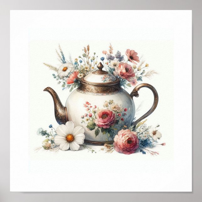 Affiche Théière florale 7 (Devant)