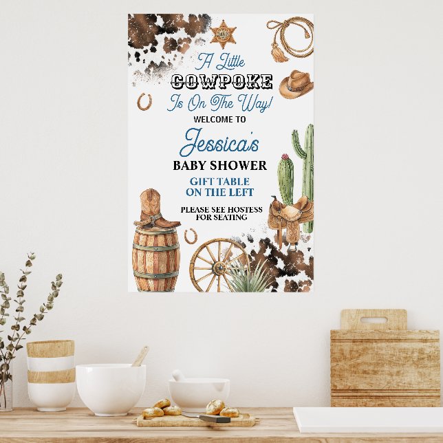 Affiche Thème Baby Shower Garçon Far West (Cuisine)