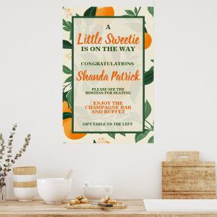 Affiche Thème bébé mignon orange Baby Shower