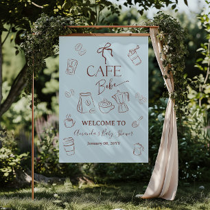 Affiche Thème Café Bleu Café Bebe Garçon Baby Shower