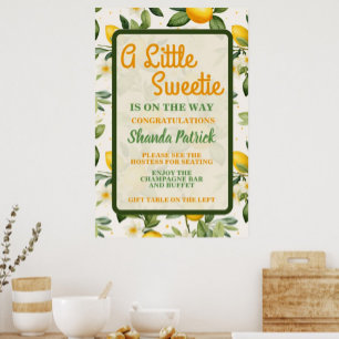 Affiche Thème Citron Mignon Bébé Doux Baby Shower