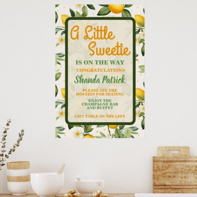 Affiche Thème Citron Mignon Bébé Doux Baby Shower (Créateur téléchargé)