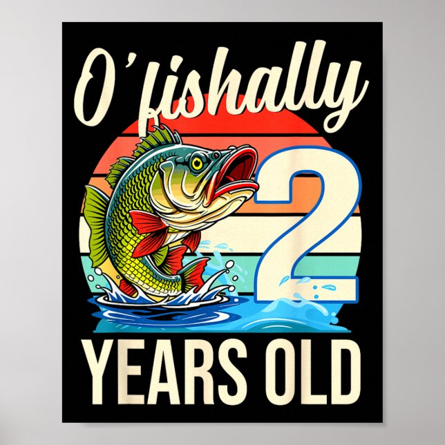 Affiche Thème d'anniversaire de pêche O'fishally 2 ans (Devant)