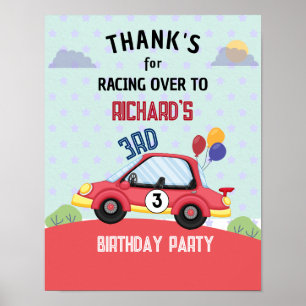 Affiche Thème d'anniversaire pour enfant de course automob