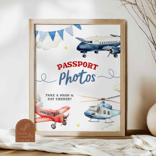 Affiche Thème d'avion Anniversaire Passeport photo Panneau