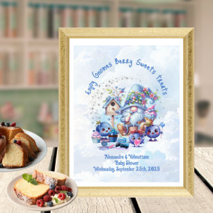Affiche Thème de Baby Shower Gnome Bleuet 