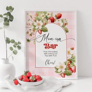 Affiche Thème de baby shower Strawberry bar Mom-osa