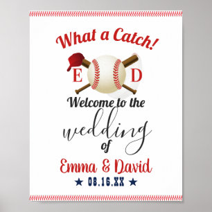 Affiche Thème de baseball Sports Mariage Bienvenue