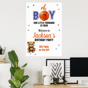 Affiche Thème de basket-ball Oh Boy Anniversaire