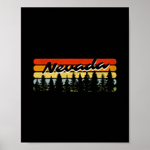 Affiche Thème de cabane de forêt de Nevada Sunset Trees So