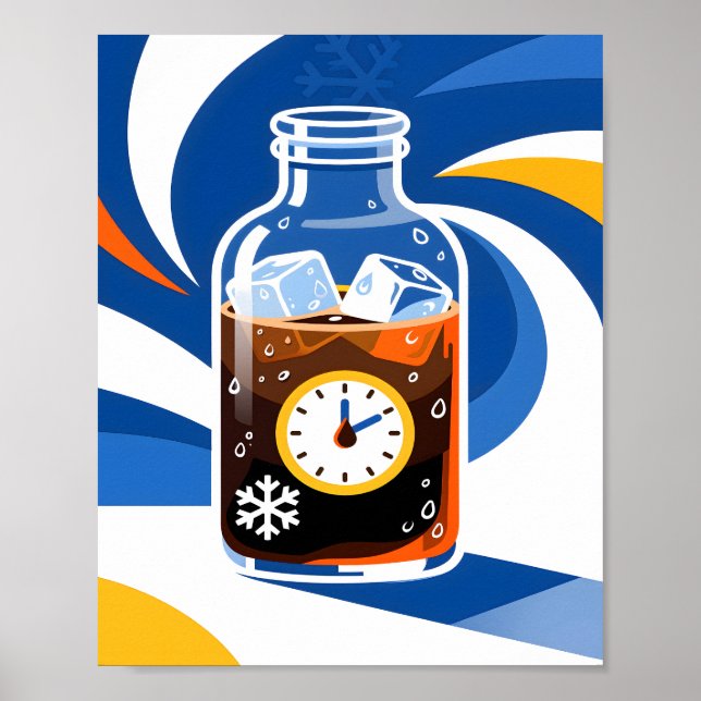 Affiche Thème de café en infusion froide Moderne Bleu (Devant)