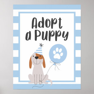 Affiche Thème de chien fête d'anniversaire Adopter Un Ch