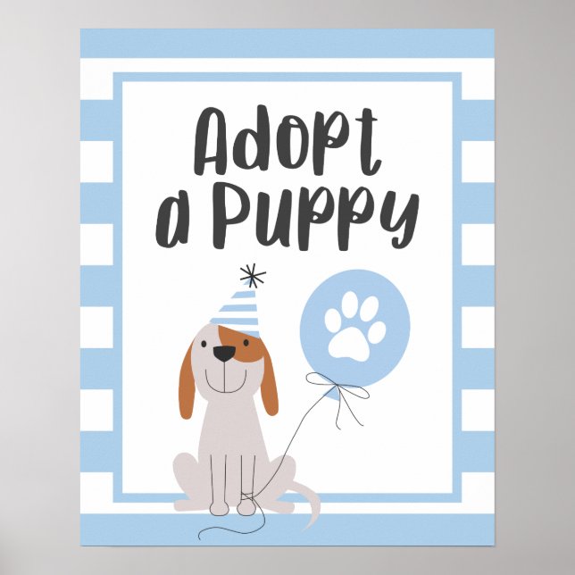 Affiche Thème de chien fête d'anniversaire | Adopter Un Ch (Devant)