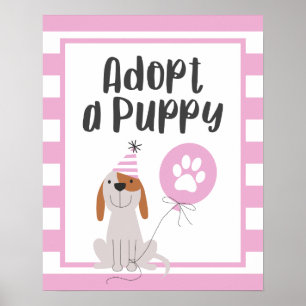 Affiche Thème de chien fête d'anniversaire Adopter Un Si