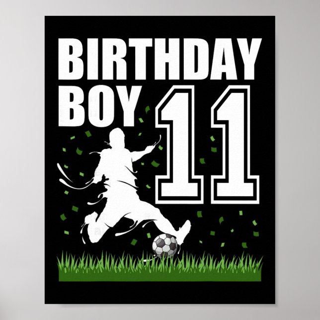 Affiche Thème de fête d'anniversaire de football de 11 ans (Devant)