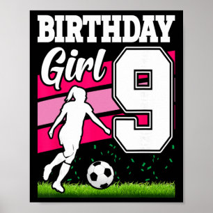 Affiche Thème de fête d'anniversaire de football de 9 ans