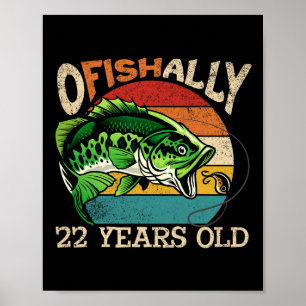 Affiche Thème de fête d'anniversaire de pêche officielleme