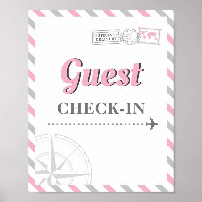 Affiche Thème de fête d'avion de voyage Accueil Check-in d (Devant)