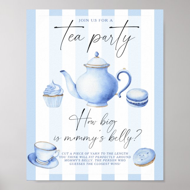 Affiche Thème de fête Tea Party Bleue Quelle est la taille (Devant)