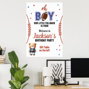 Affiche Thème de football Oh Boy pour anniversaire