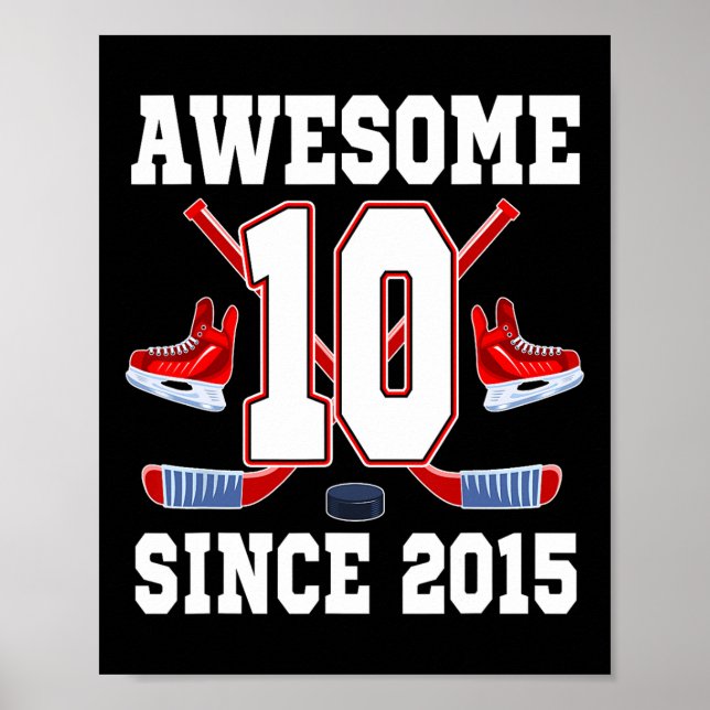 Affiche Thème de hockey sur glace pour anniversaire de 10  (Devant)