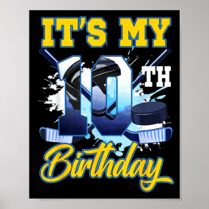 Affiche Thème de hockey sur glace pour garçons de 10 ans p