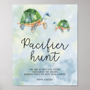 Affiche Thème de la mer - chasse à la pacifier jeu de baby