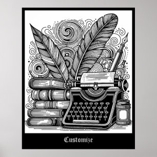 Affiche Thème de l'écrivain vintage 2 Couleur moi