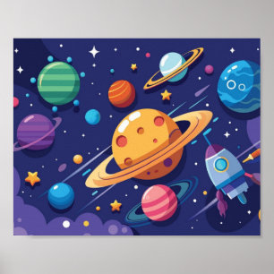 Affiche Thème de l'espace et des planètes