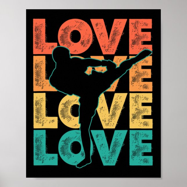 Affiche Thème de mot d'amour rétro Muay Thai conception gr (Devant)