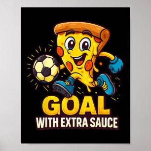 Affiche Thème de pizza pour garçons drôle de but de footba
