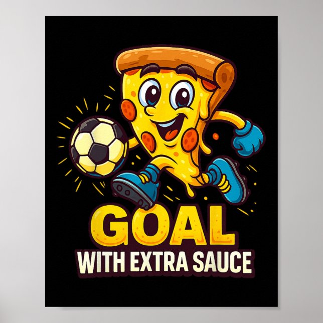 Affiche Thème de pizza pour garçons drôle de but de footba (Devant)