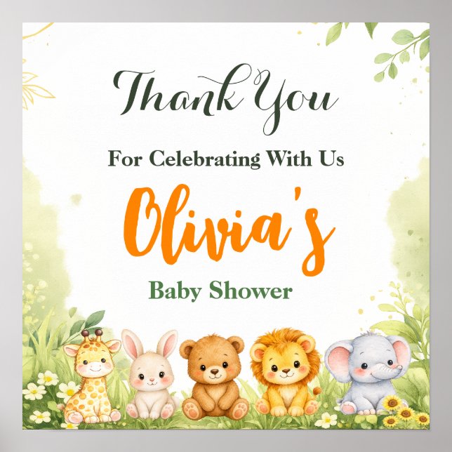 Affiche Thème de shower pour bébé Little Wild One (Devant)