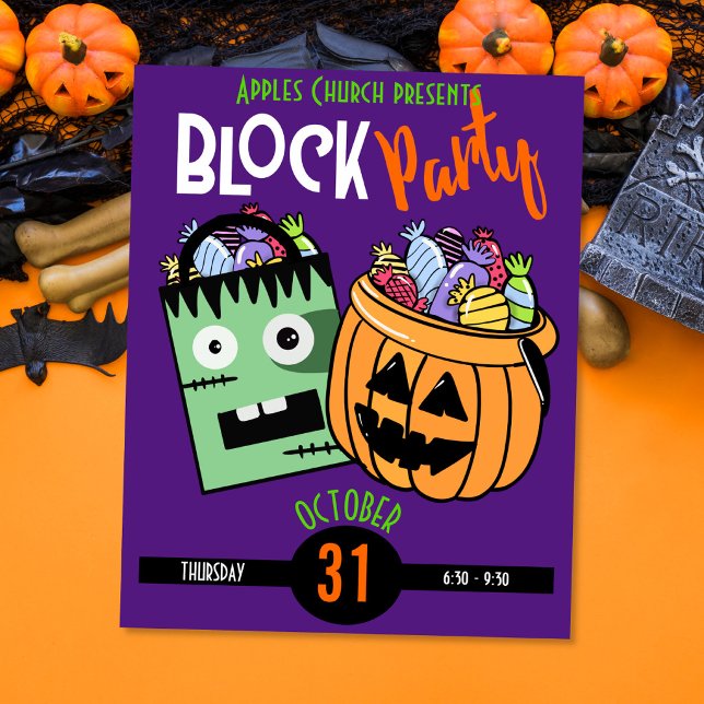 Affiche thème de soirée bloc Halloween événement coffre ou (Créateur téléchargé)