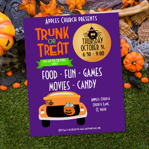 Affiche thème de soirée Halloween coffre ou traiter