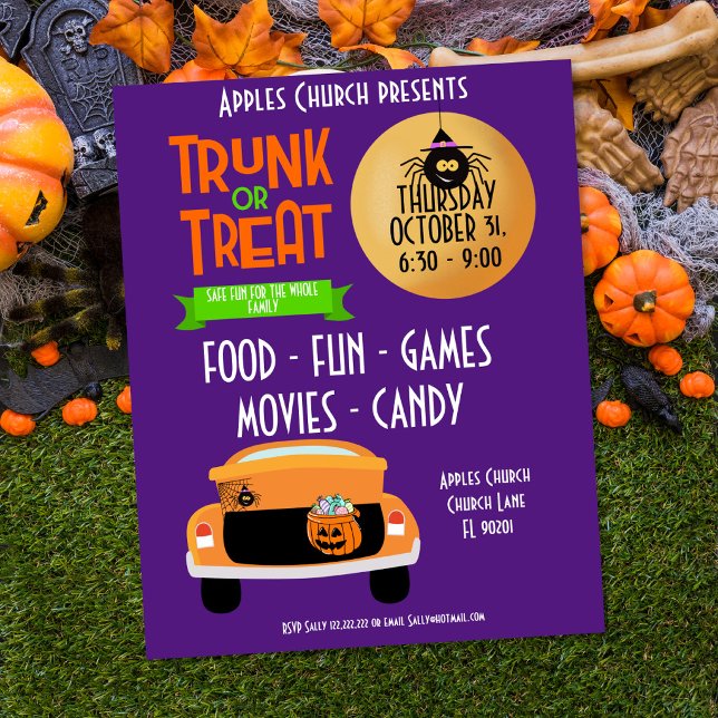 Affiche thème de soirée Halloween coffre ou traiter (Créateur téléchargé)